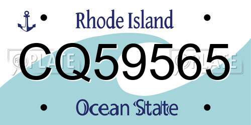 CQ59565 Rhode Island License Plate
