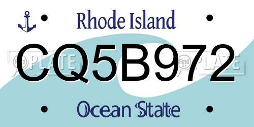 CQ5B972 Rhode Island License Plate