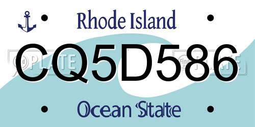 CQ5D586 Rhode Island License Plate