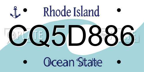 CQ5D886 Rhode Island License Plate
