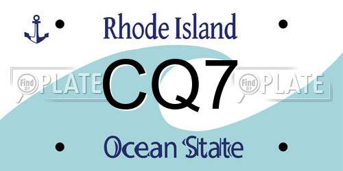CQ7 Rhode Island License Plate