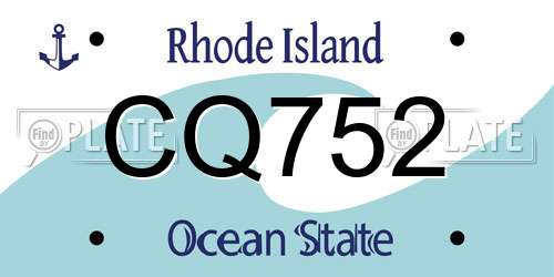 CQ752 Rhode Island License Plate