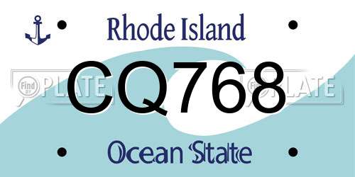CQ768 Rhode Island License Plate