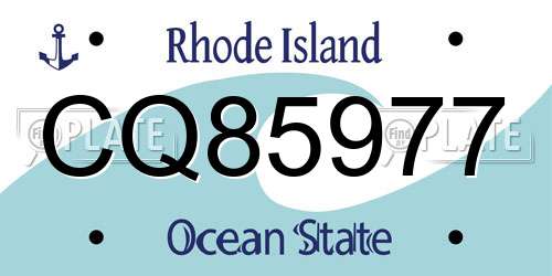 CQ85977 Rhode Island License Plate