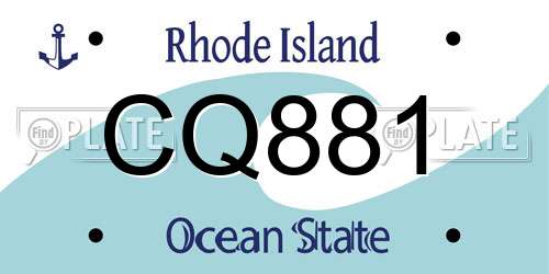CQ881 Rhode Island License Plate
