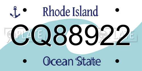 CQ88922 Rhode Island License Plate