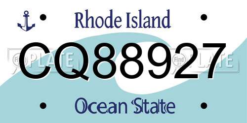 CQ88927 Rhode Island License Plate