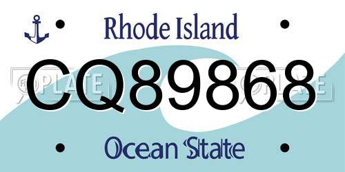 CQ89868 Rhode Island License Plate