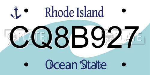 CQ8B927 Rhode Island License Plate