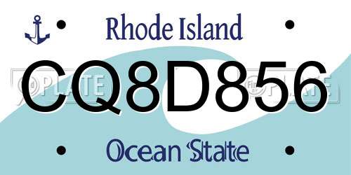 CQ8D856 Rhode Island License Plate