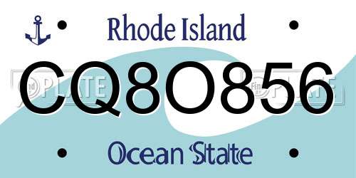 CQ8O856 Rhode Island License Plate