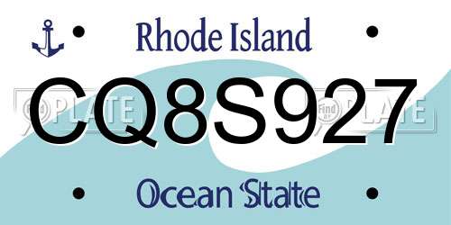 CQ8S927 Rhode Island License Plate
