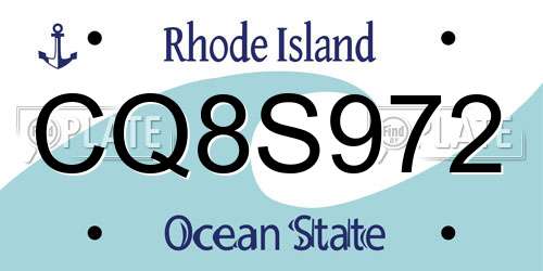 CQ8S972 Rhode Island License Plate
