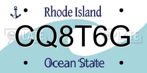 CQ8T6G Rhode Island License Plate