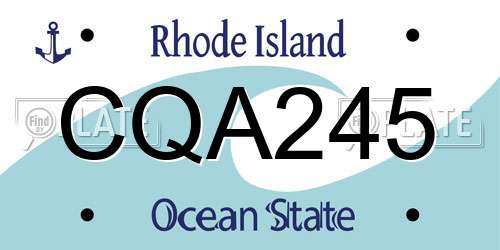 CQA245 Rhode Island License Plate