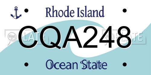 CQA248 Rhode Island License Plate