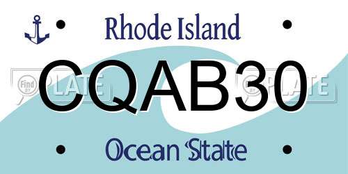 CQAB30 Rhode Island License Plate