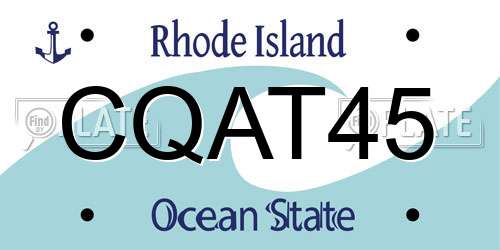 CQAT45 Rhode Island License Plate