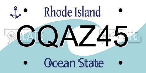 CQAZ45 Rhode Island License Plate