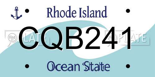 CQB241 Rhode Island License Plate
