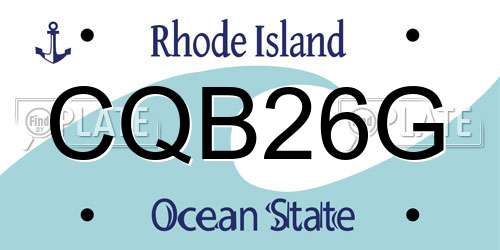 CQB26G Rhode Island License Plate