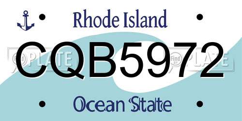 CQB5972 Rhode Island License Plate
