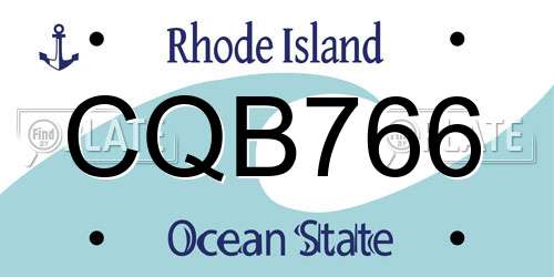 CQB766 Rhode Island License Plate