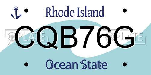 CQB76G Rhode Island License Plate