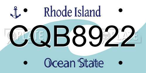 CQB8922 Rhode Island License Plate