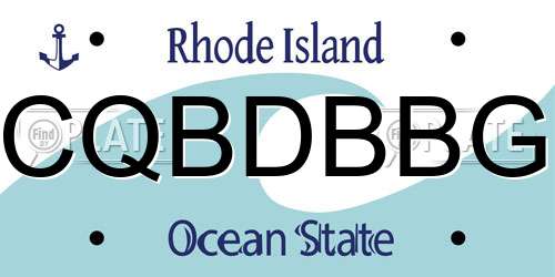 CQBDBBG Rhode Island License Plate