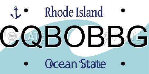 CQBOBBG Rhode Island License Plate