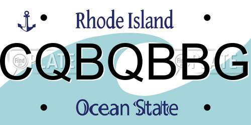 CQBQBBG Rhode Island License Plate