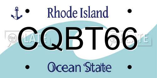 CQBT66 Rhode Island License Plate