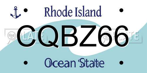 CQBZ66 Rhode Island License Plate