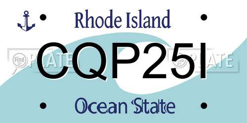 CQP25I Rhode Island License Plate