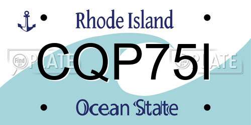 CQP75I Rhode Island License Plate