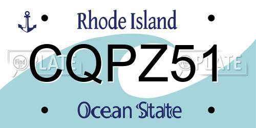 CQPZ51 Rhode Island License Plate