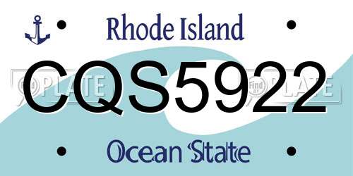 CQS5922 Rhode Island License Plate