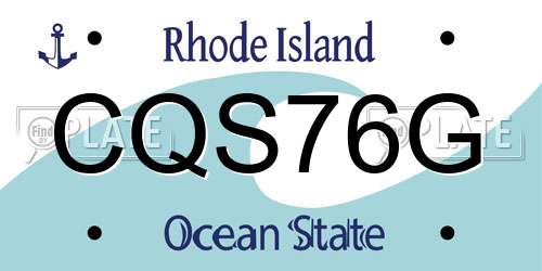 CQS76G Rhode Island License Plate