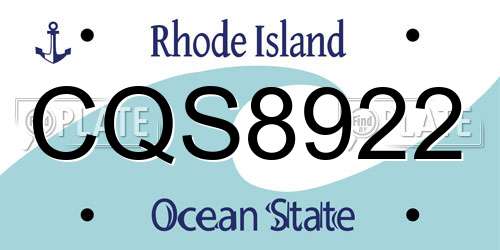 CQS8922 Rhode Island License Plate