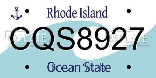 CQS8927 Rhode Island License Plate