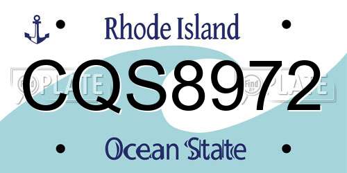 CQS8972 Rhode Island License Plate