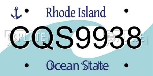 CQS9938 Rhode Island License Plate