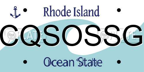 CQSOSSG Rhode Island License Plate