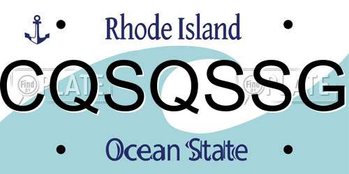 CQSQSSG Rhode Island License Plate