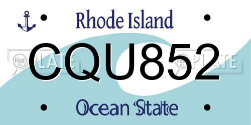 CQU852 Rhode Island License Plate
