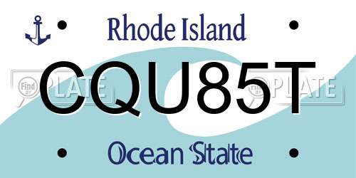 CQU85T Rhode Island License Plate
