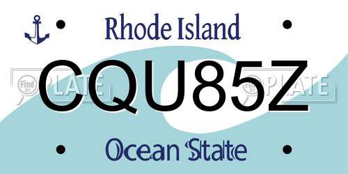 CQU85Z Rhode Island License Plate
