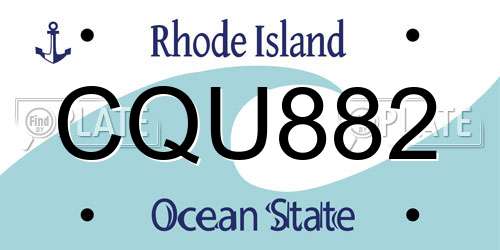 CQU882 Rhode Island License Plate