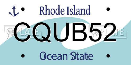 CQUB52 Rhode Island License Plate